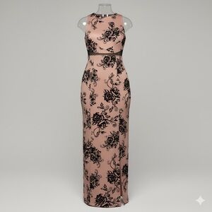 Whimsigoth Pink Black Velvet Floral Dark Romance Cutouts Sheath Chic Size 6